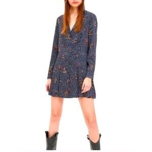 ZARA Mini Fit & Flare Dress Women's M Gymnast Print Polka Dots Satin Twee Boho